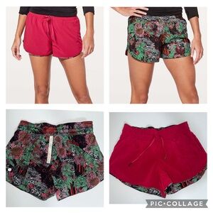 Lululemon Choose A Side Short 3” – Ruby Red / Zen Garden Multi (Size 6)